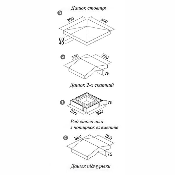 Элемент столба Кая 75x235x75 мм белый